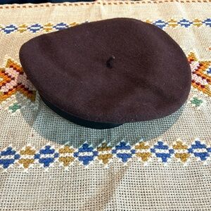 Vintage Deborah Rhodes Wool Blend Beret with Leather Trim